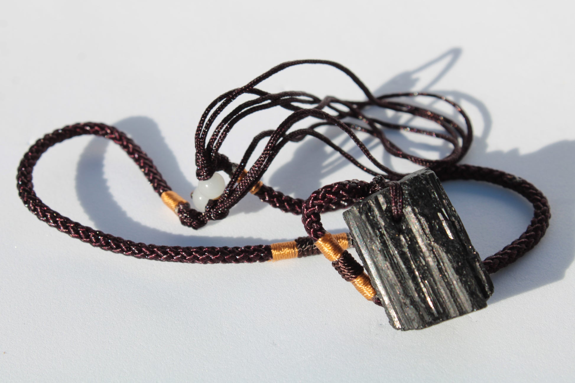 Black Tourmaline pendant necklace adjustable 15-20g Rocks and Things