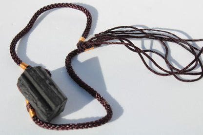 Black Tourmaline pendant necklace adjustable 15-20g Rocks and Things