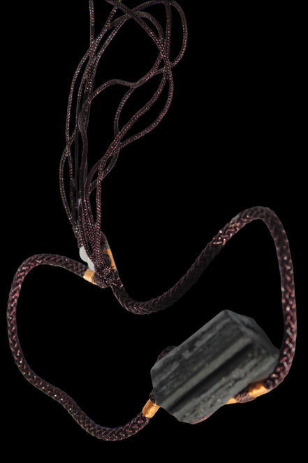 Black Tourmaline pendant necklace adjustable 15-20g - Rocks and Things Stores