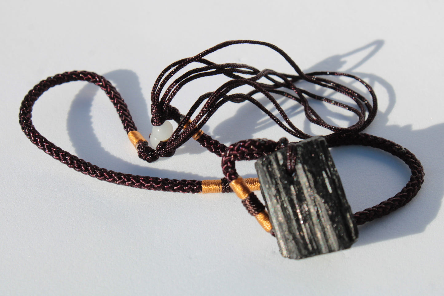 Black Tourmaline pendant necklace adjustable 15-20g Rocks and Things