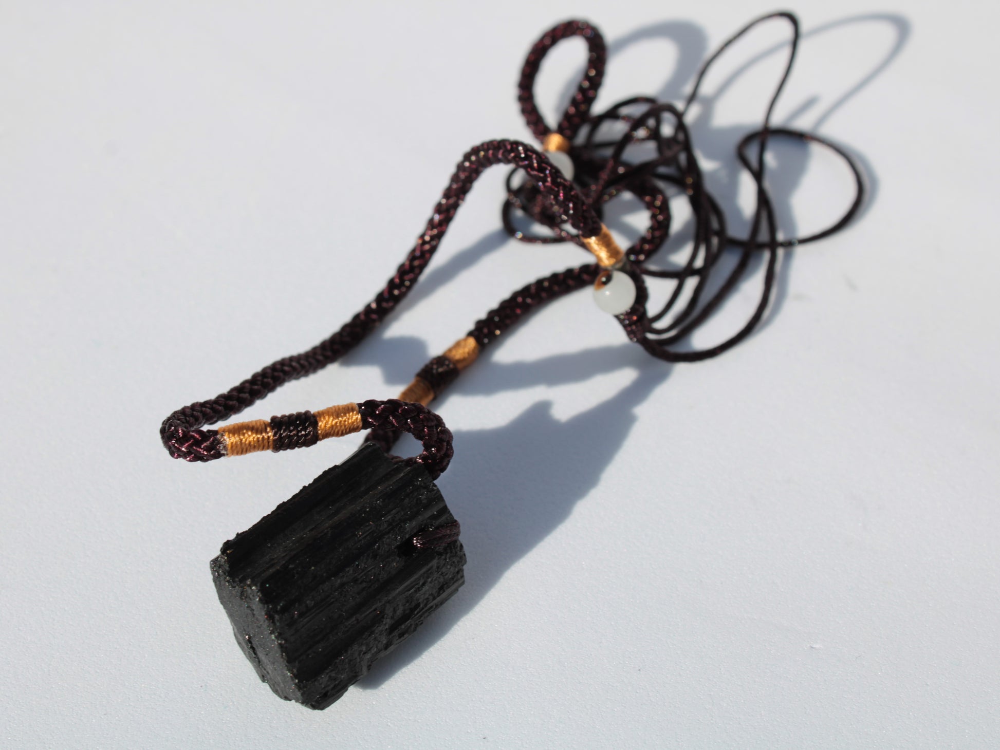 Black Tourmaline pendant necklace adjustable 15-20g Rocks and Things