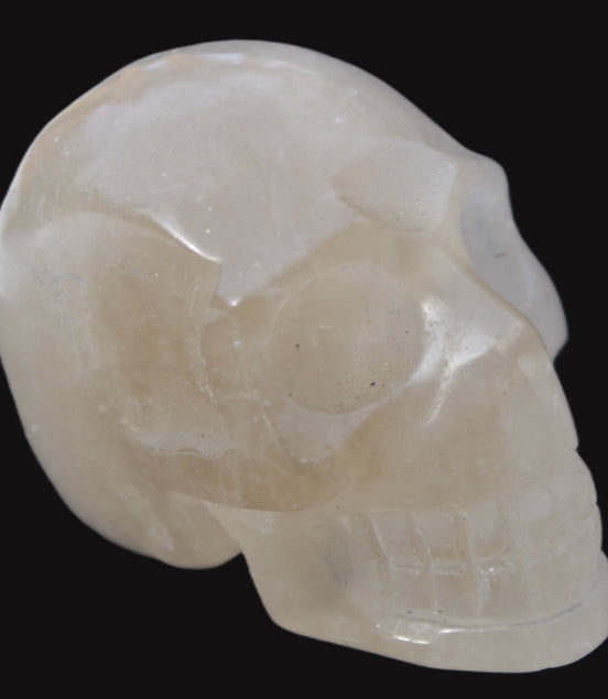Topaz Quartz hand-carved skull 165g Rocks and Things
