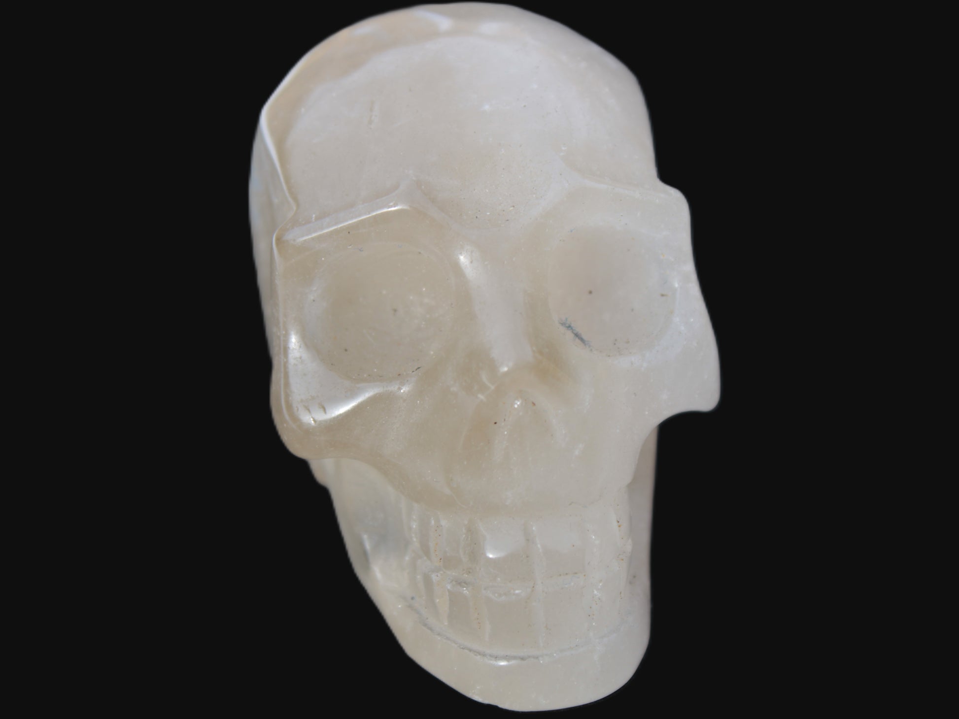 Topaz Quartz hand-carved skull 165g Rocks and Things