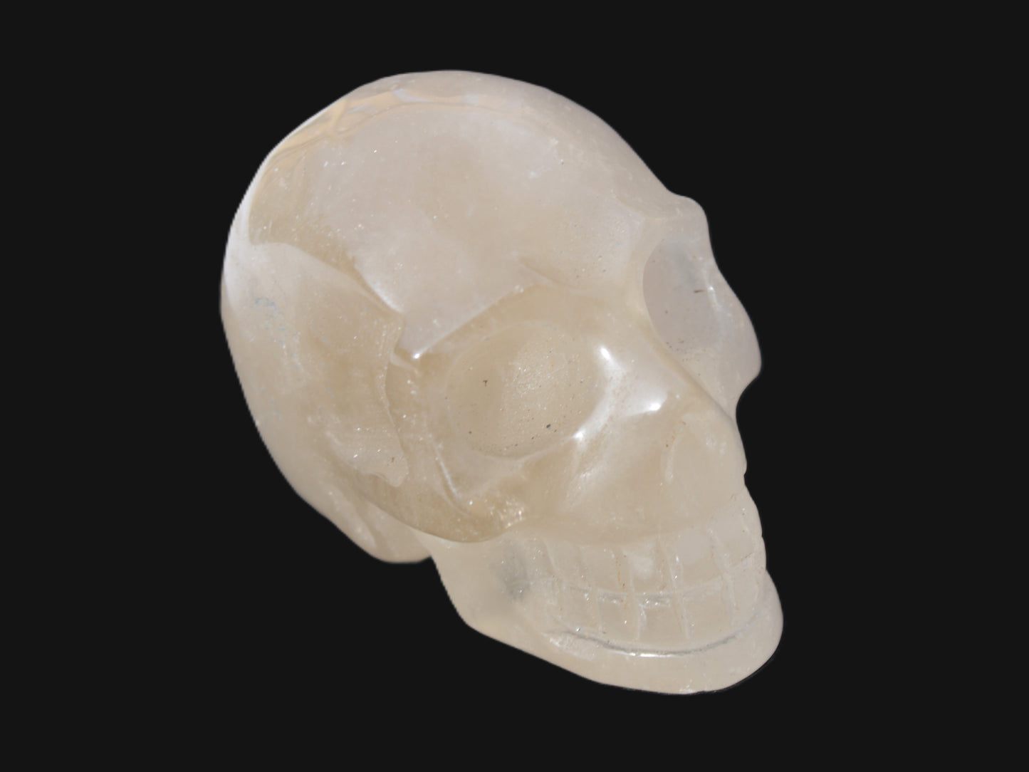 Topaz Quartz hand-carved skull 165g Rocks and Things