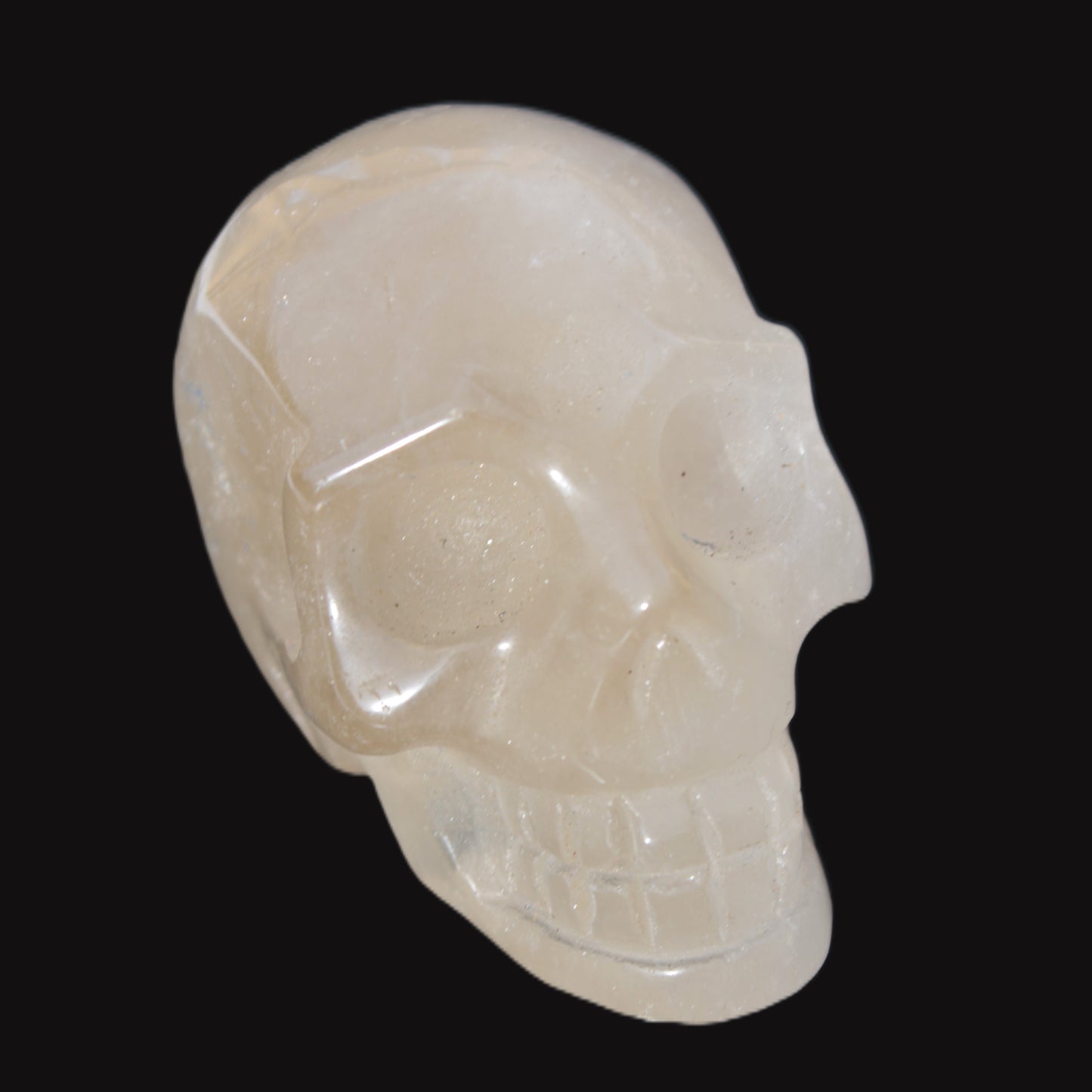 Topaz Quartz hand-carved skull 165g Rocks and Things