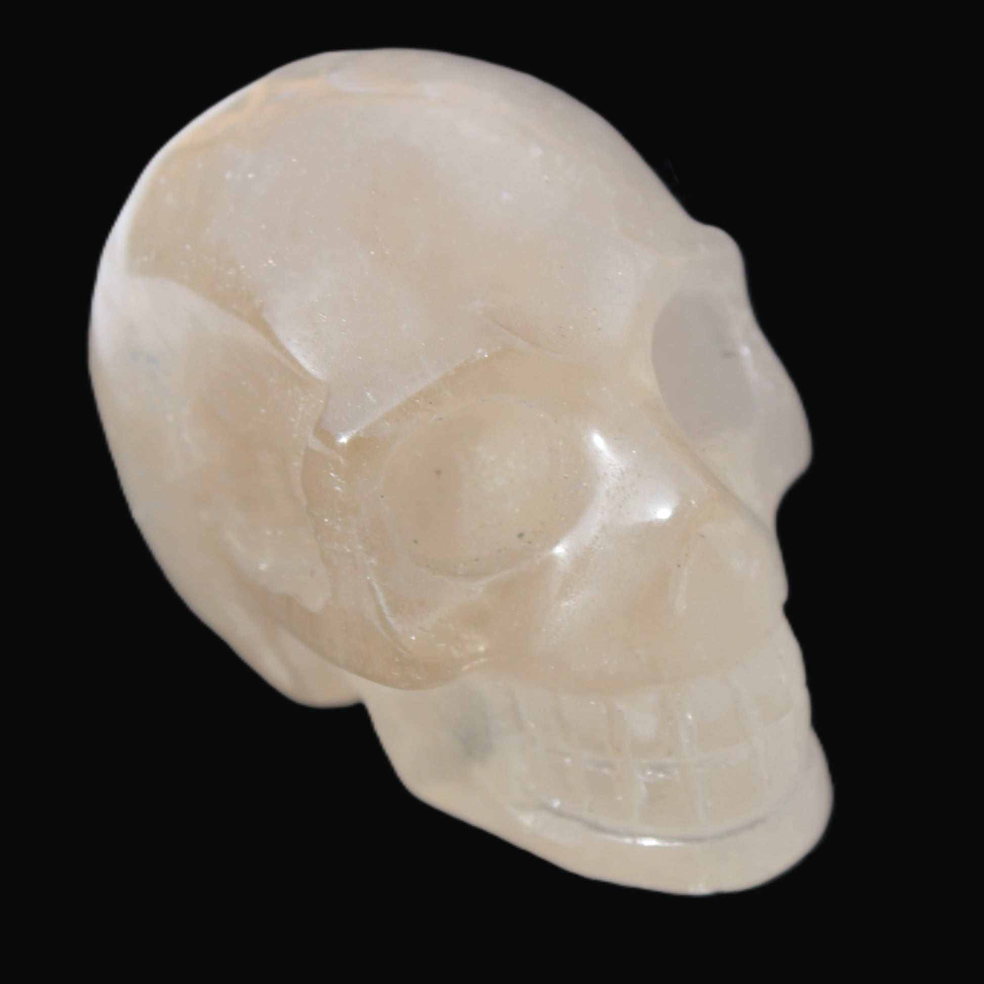 Topaz Quartz hand-carved skull 165g Rocks and Things