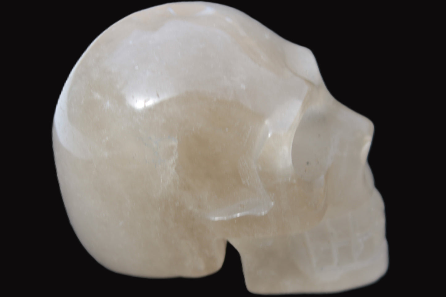 Topaz Quartz hand-carved skull 165g Rocks and Things