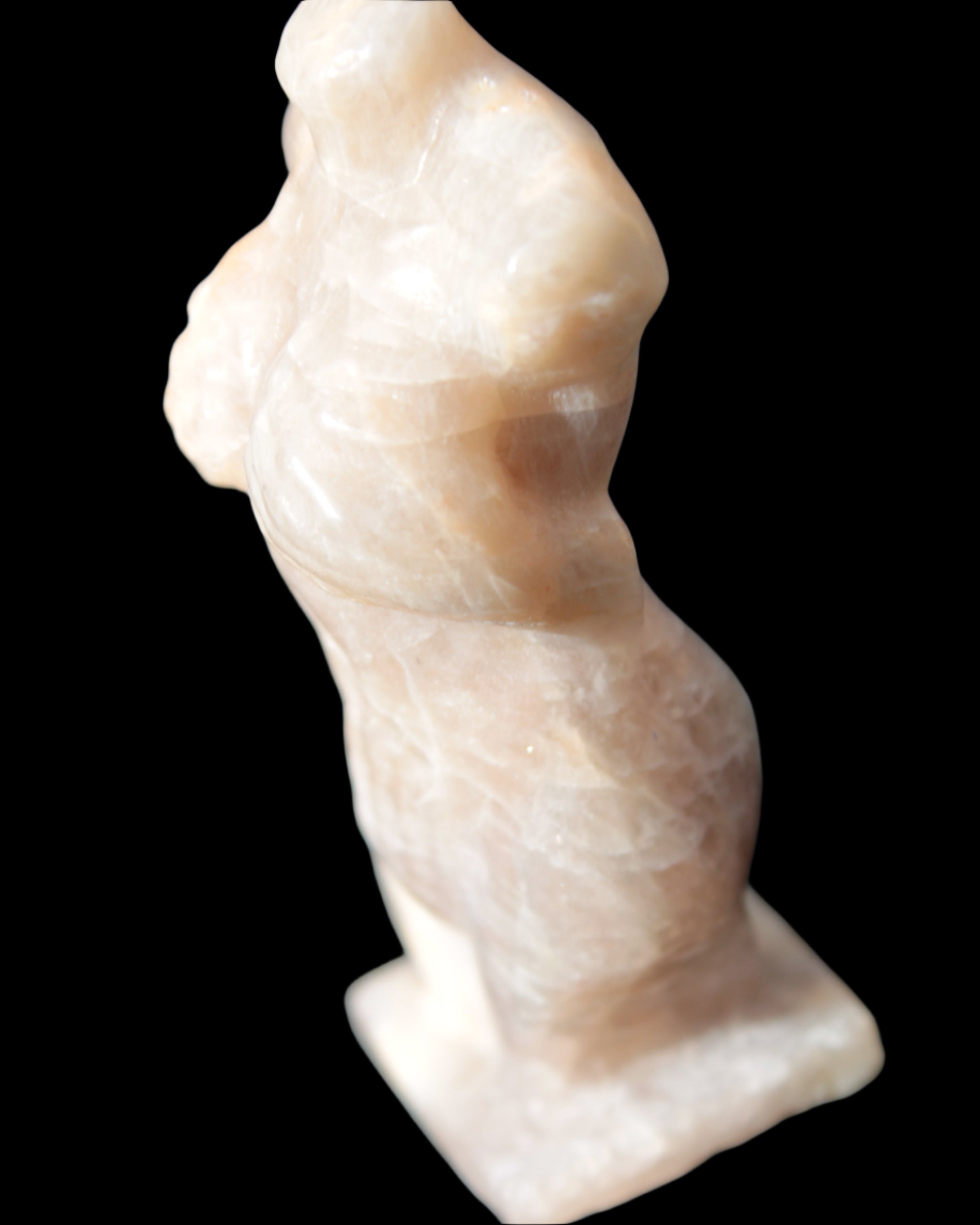 Moonstone hand-carved goddess 70mm 69g in sunshine - Rocks and Things Store
