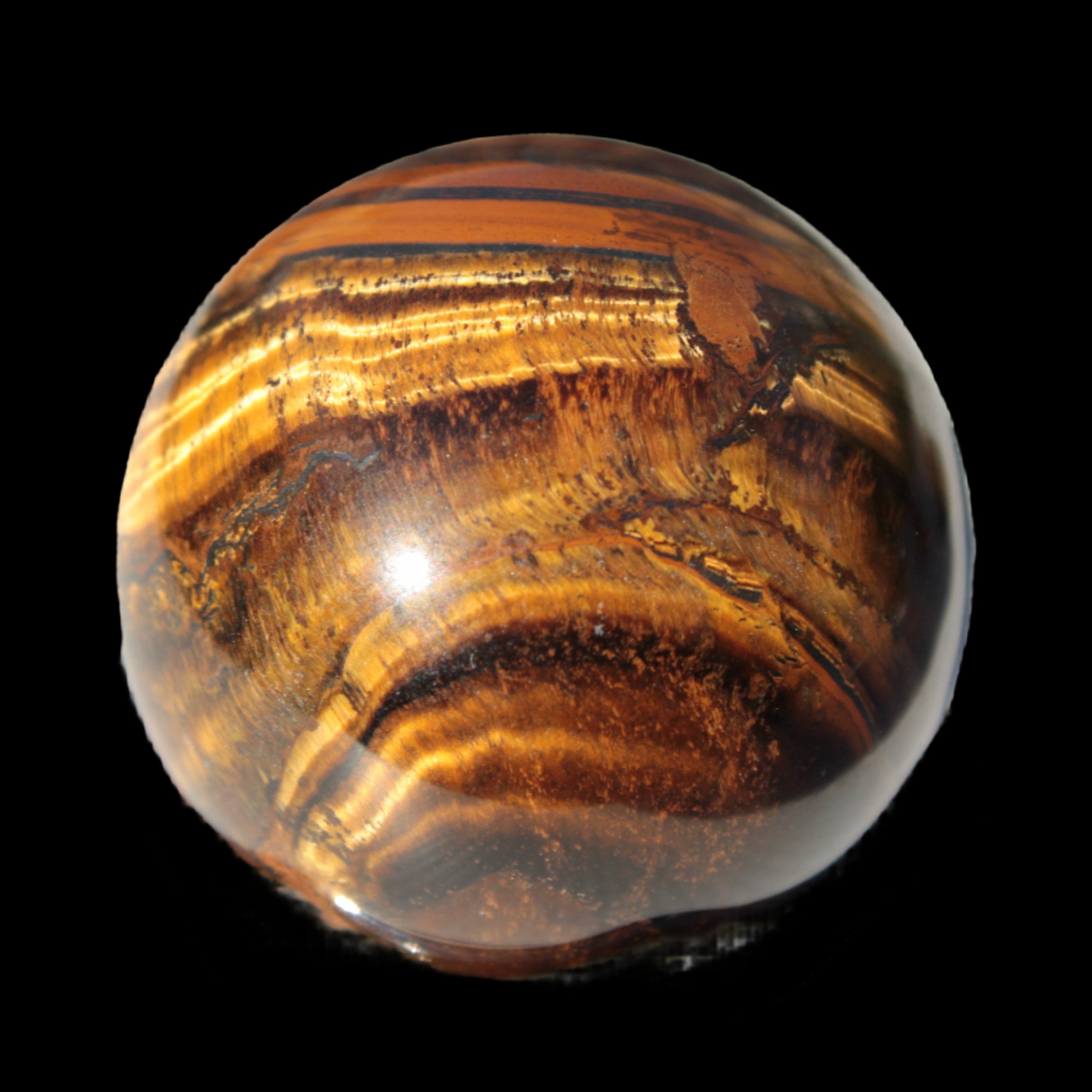 Golden and Red Tigers Eye sphere 82g in sunlight -  Rocks and Things Store