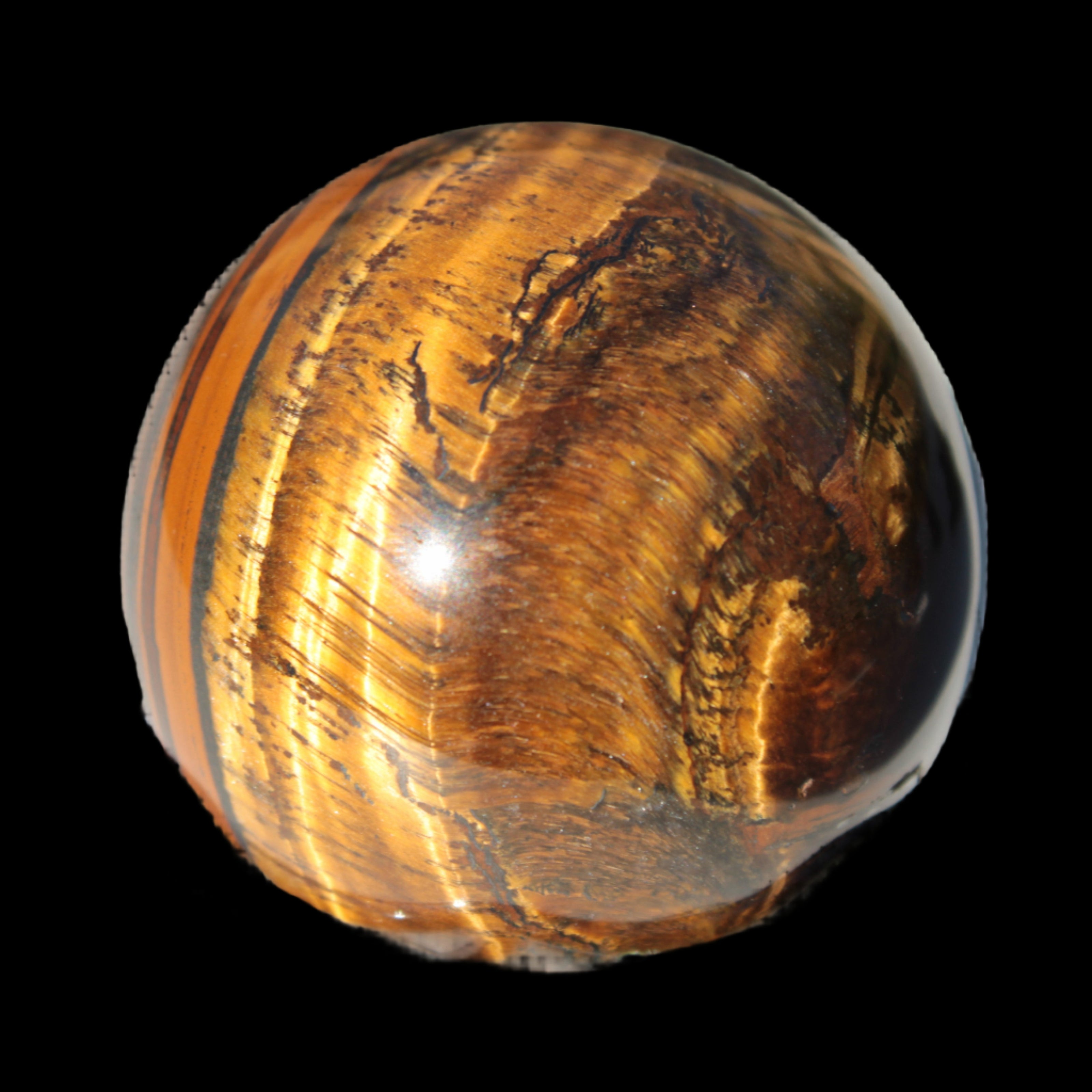 Golden and Red Tigers Eye sphere 82g in sunlight -  Rocks and Things Store