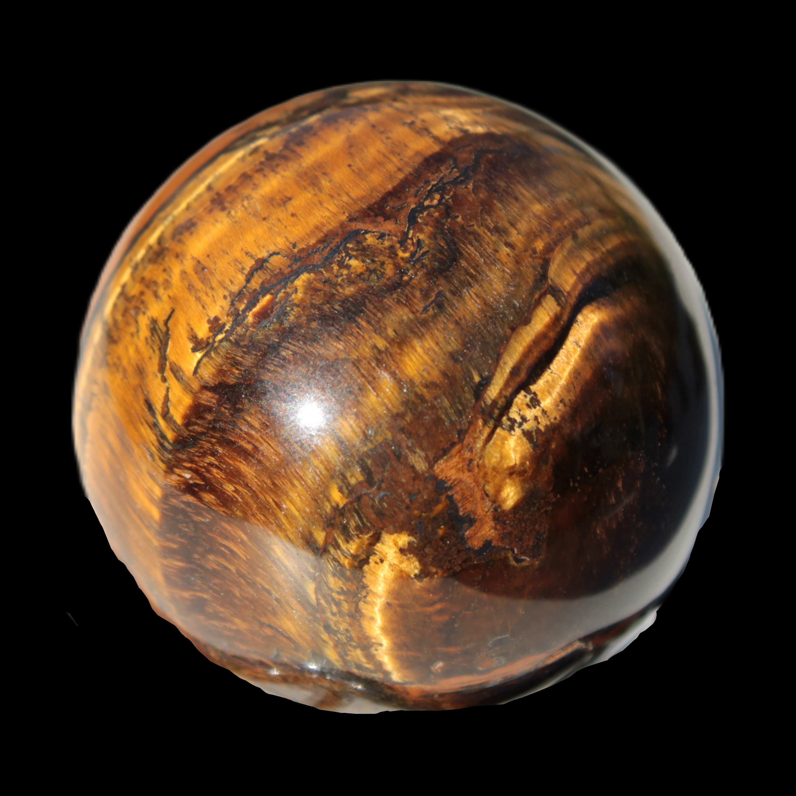 Golden and Red Tigers Eye sphere 82g in sunlight -  Rocks and Things Store