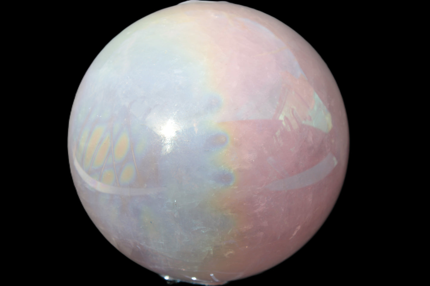 Aura Angel electroplated Rose Quartz sphere 1420g Rocks and Things