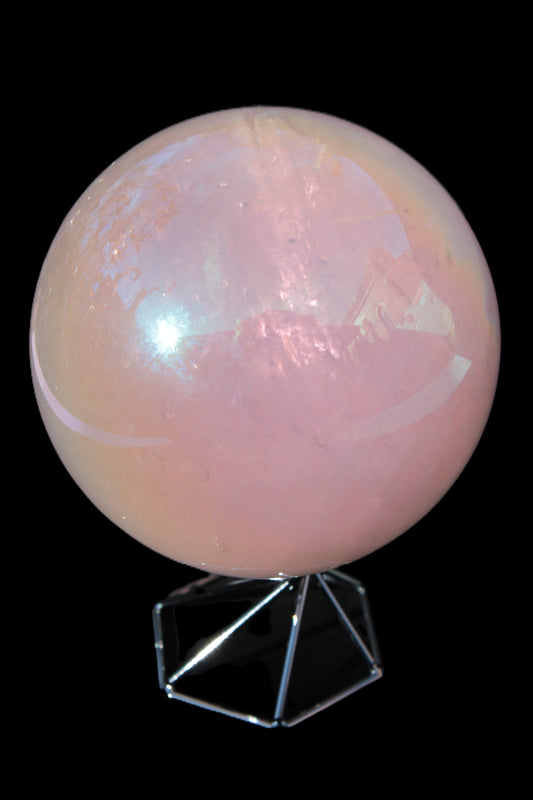 Aura Angel electroplated Rose Quartz sphere 1420g Rocks and Things