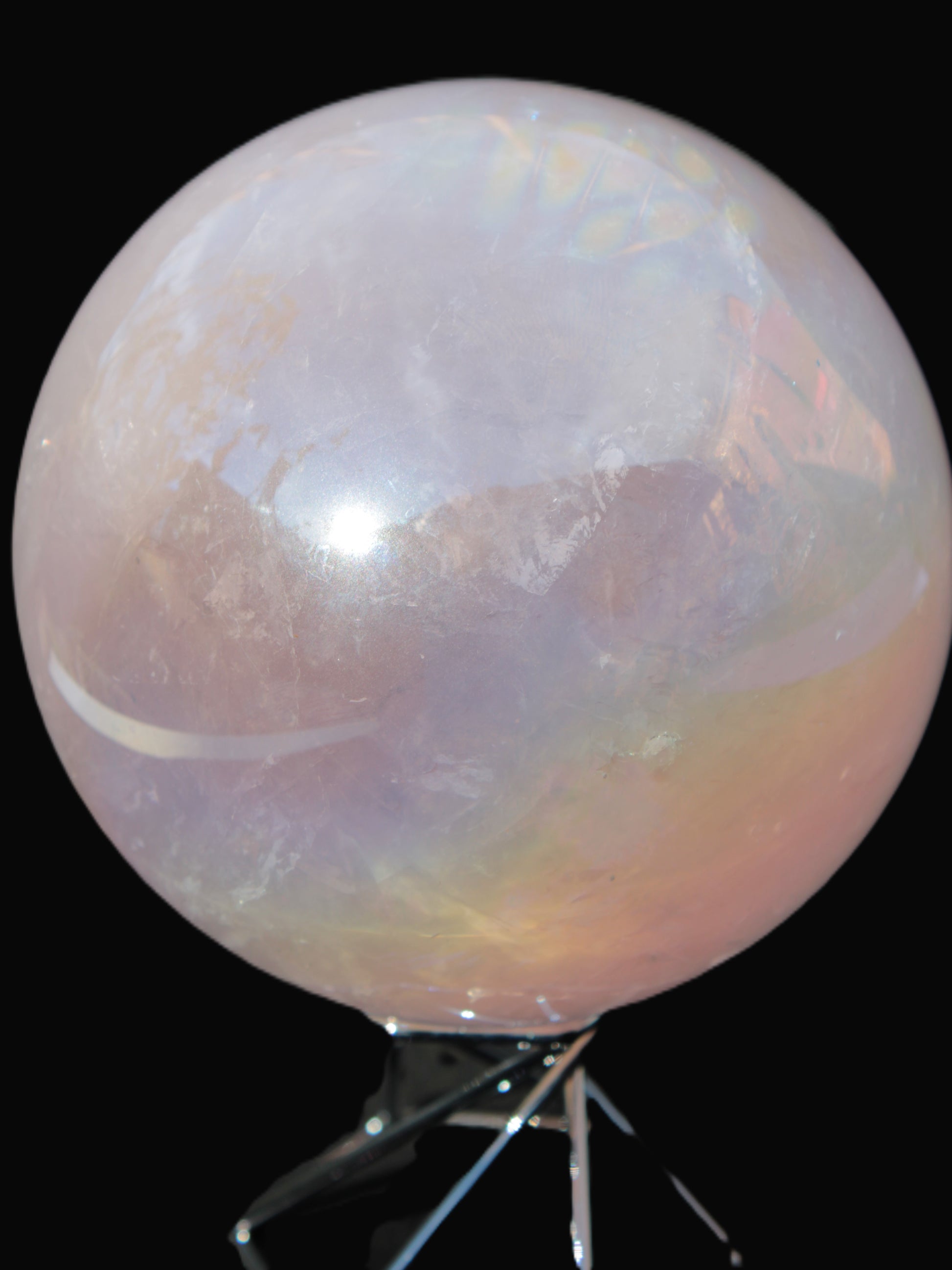 Aura Angel electroplated Rose Quartz sphere 1420g Rocks and Things