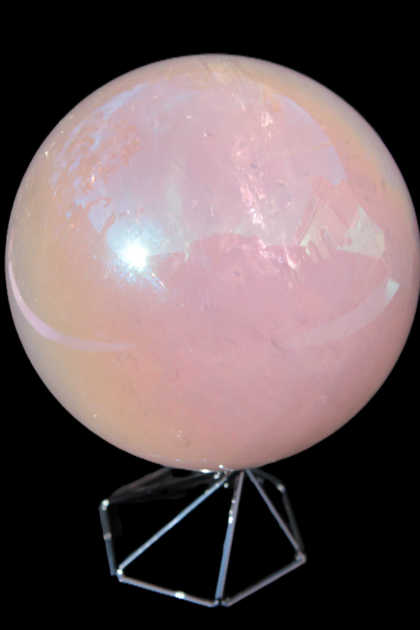 Aura Angel electroplated Rose Quartz sphere 1420g Rocks and Things