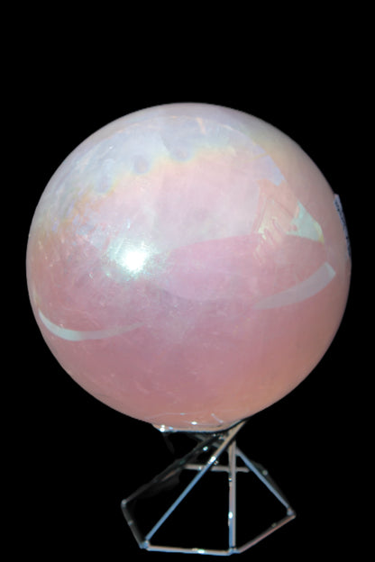 Aura Angel electroplated Rose Quartz sphere 1420g Rocks and Things