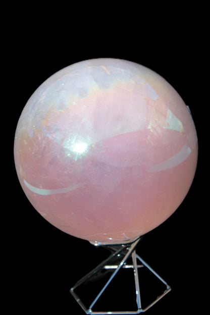 Aura Angel electroplated Rose Quartz sphere 1420g Rocks and Things