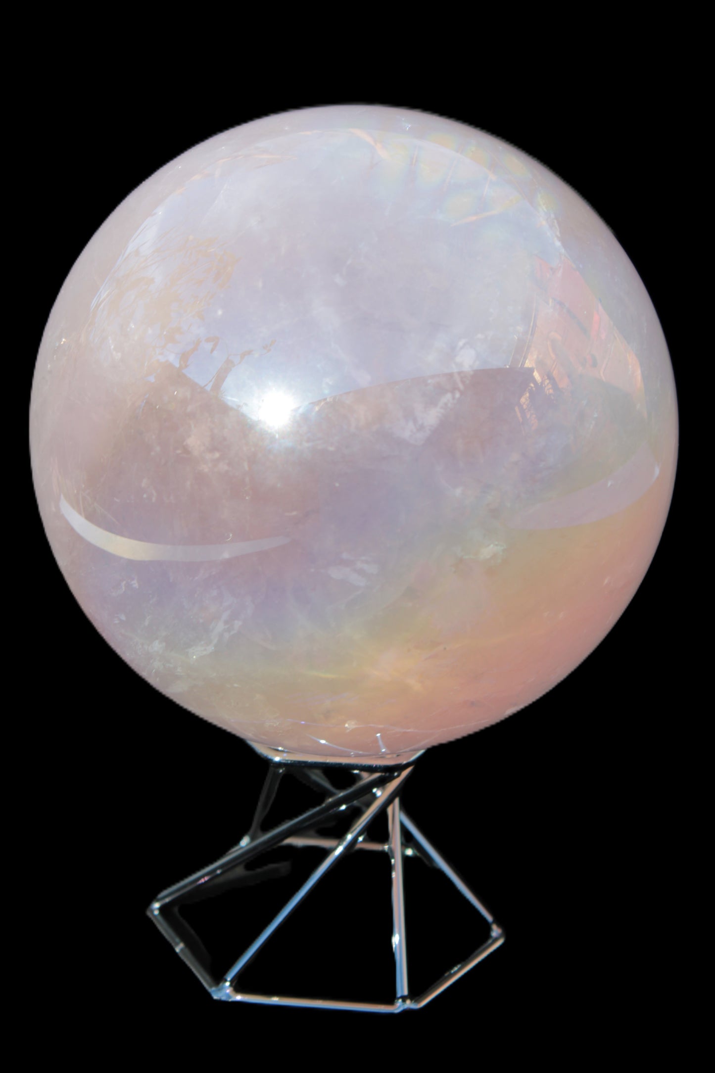 Aura Angel electroplated Rose Quartz sphere 1420g Rocks and Things