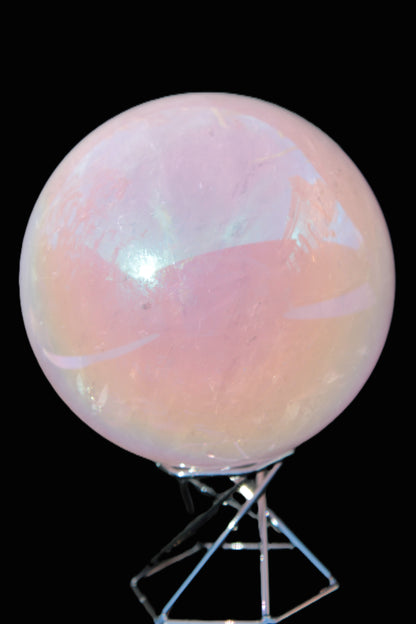 Aura Angel electroplated Rose Quartz sphere 1420g Rocks and Things