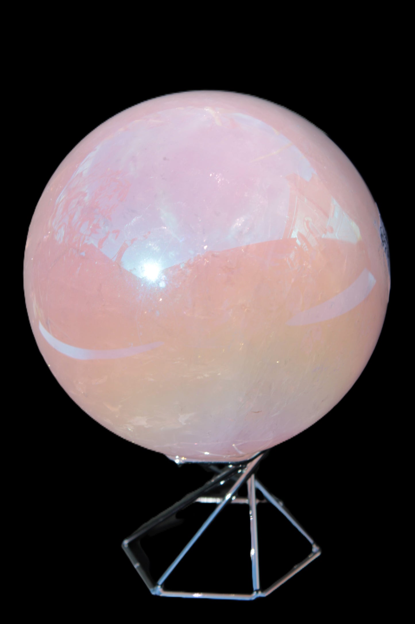 Aura Angel electroplated Rose Quartz sphere 1420g Rocks and Things