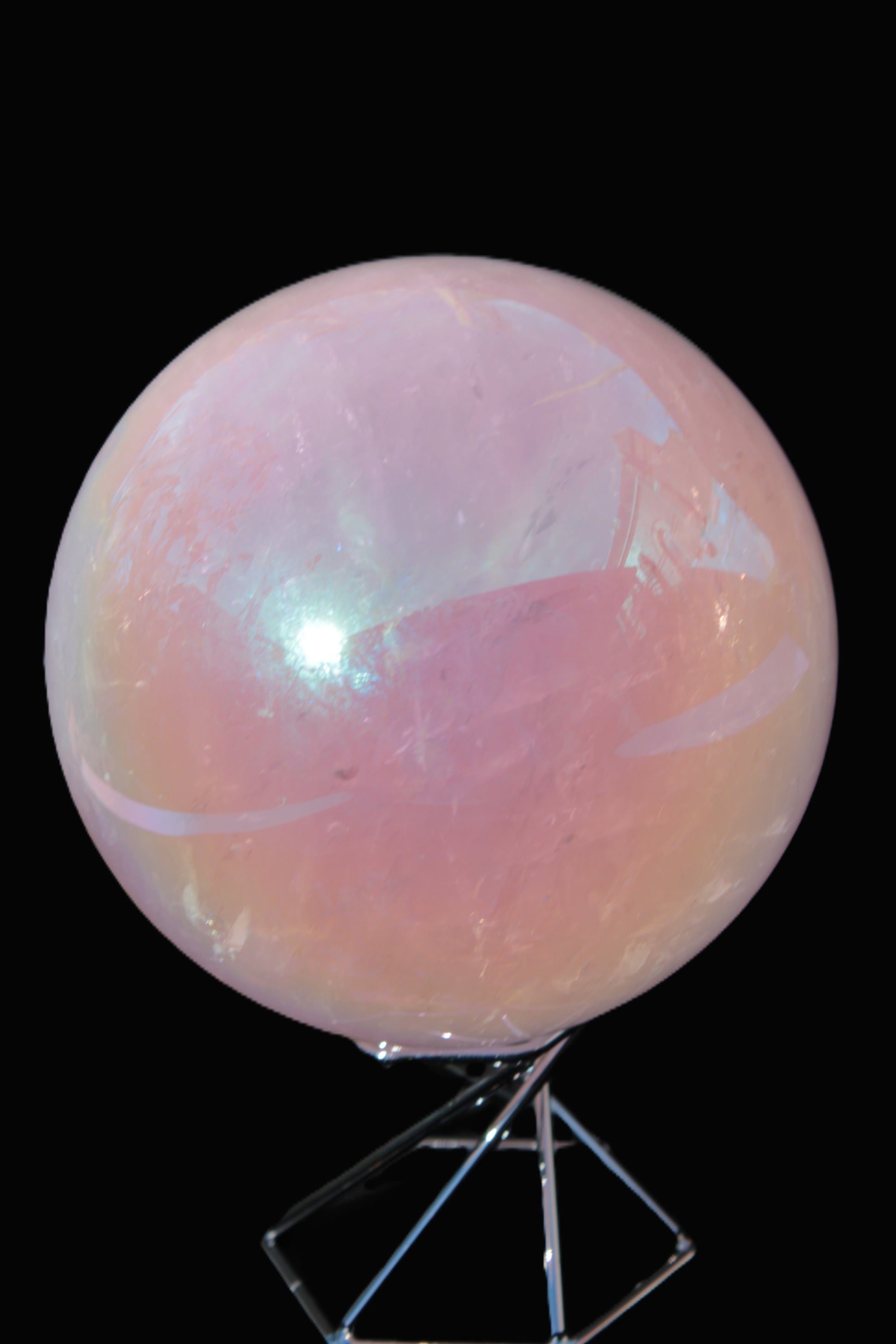 Aura Angel electroplated Rose Quartz sphere 1420g Rocks and Things