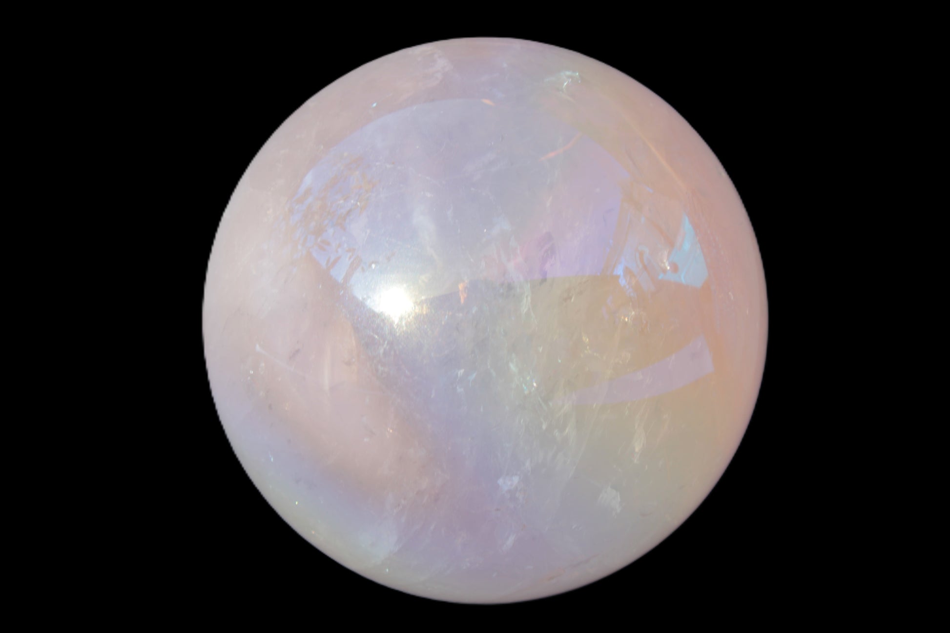 Aura Angel electroplated Rose Quartz sphere 1420g Rocks and Things