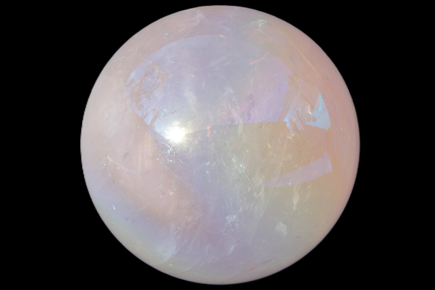 Aura Angel electroplated Rose Quartz sphere 1420g Rocks and Things