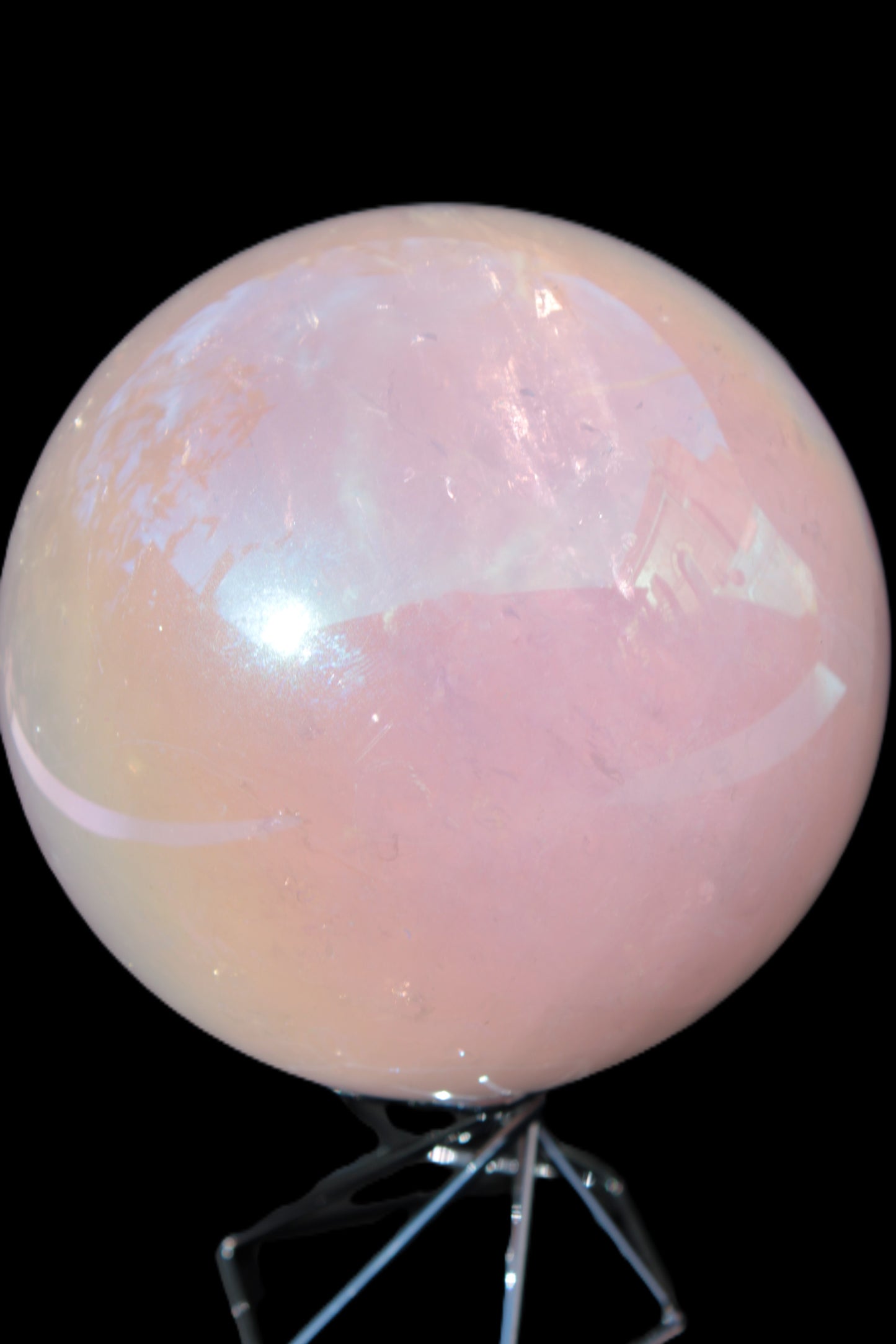 Aura Angel electroplated Rose Quartz sphere 1420g Rocks and Things