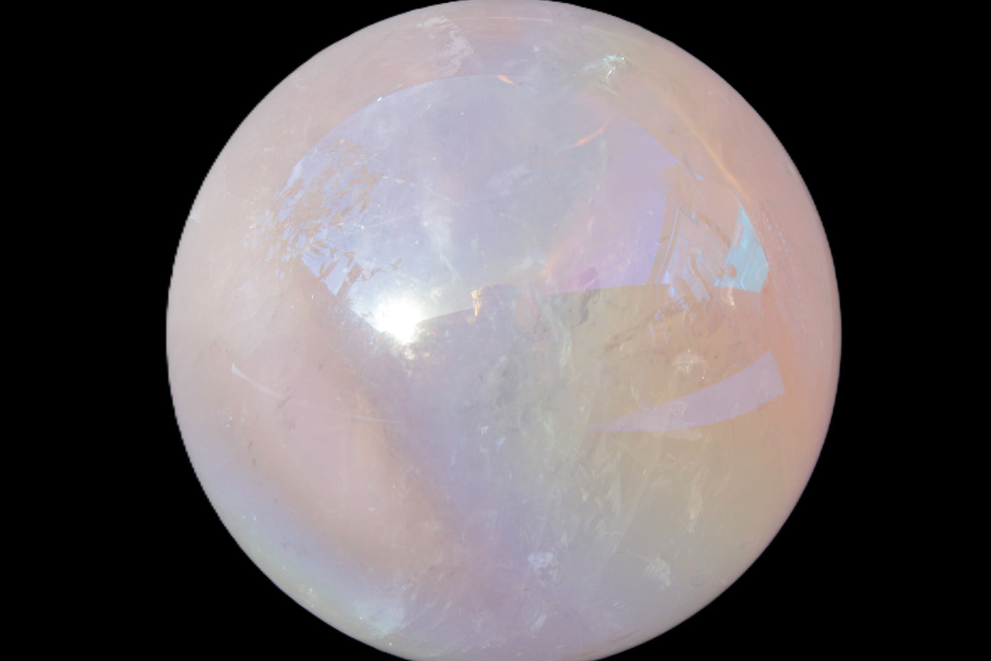 Aura Angel electroplated Rose Quartz sphere 1420g Rocks and Things