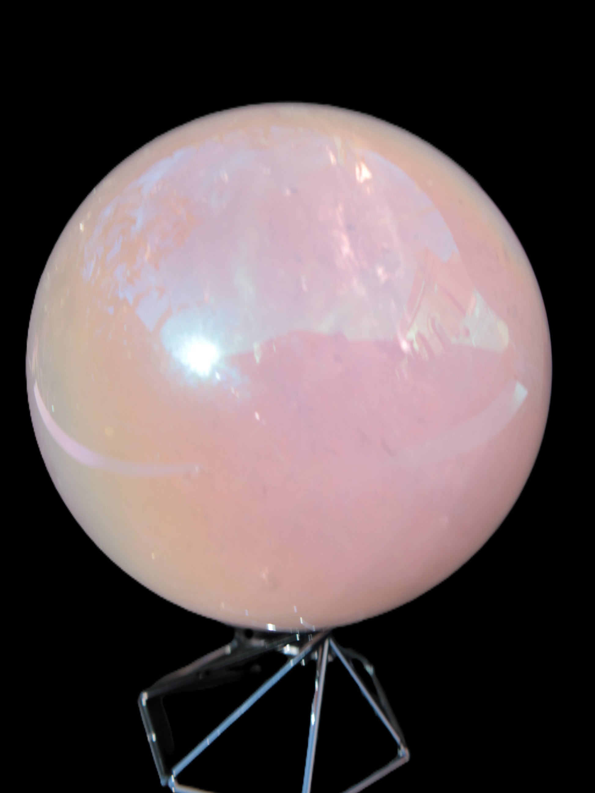 Aura Angel electroplated Rose Quartz sphere 1420g Rocks and Things