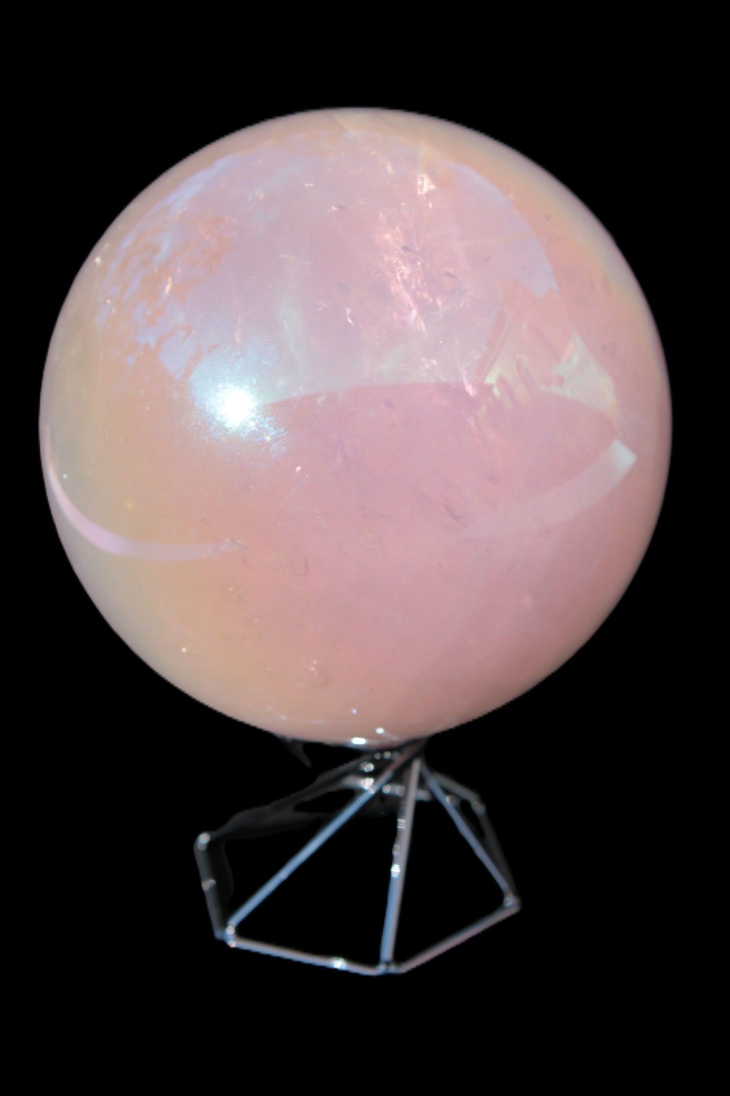 Aura Angel electroplated Rose Quartz sphere 1420g Rocks and Things