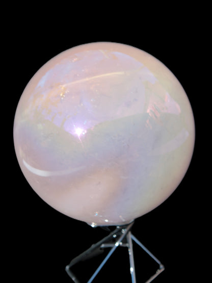 Aura Angel electroplated Rose Quartz sphere 1420g Rocks and Things