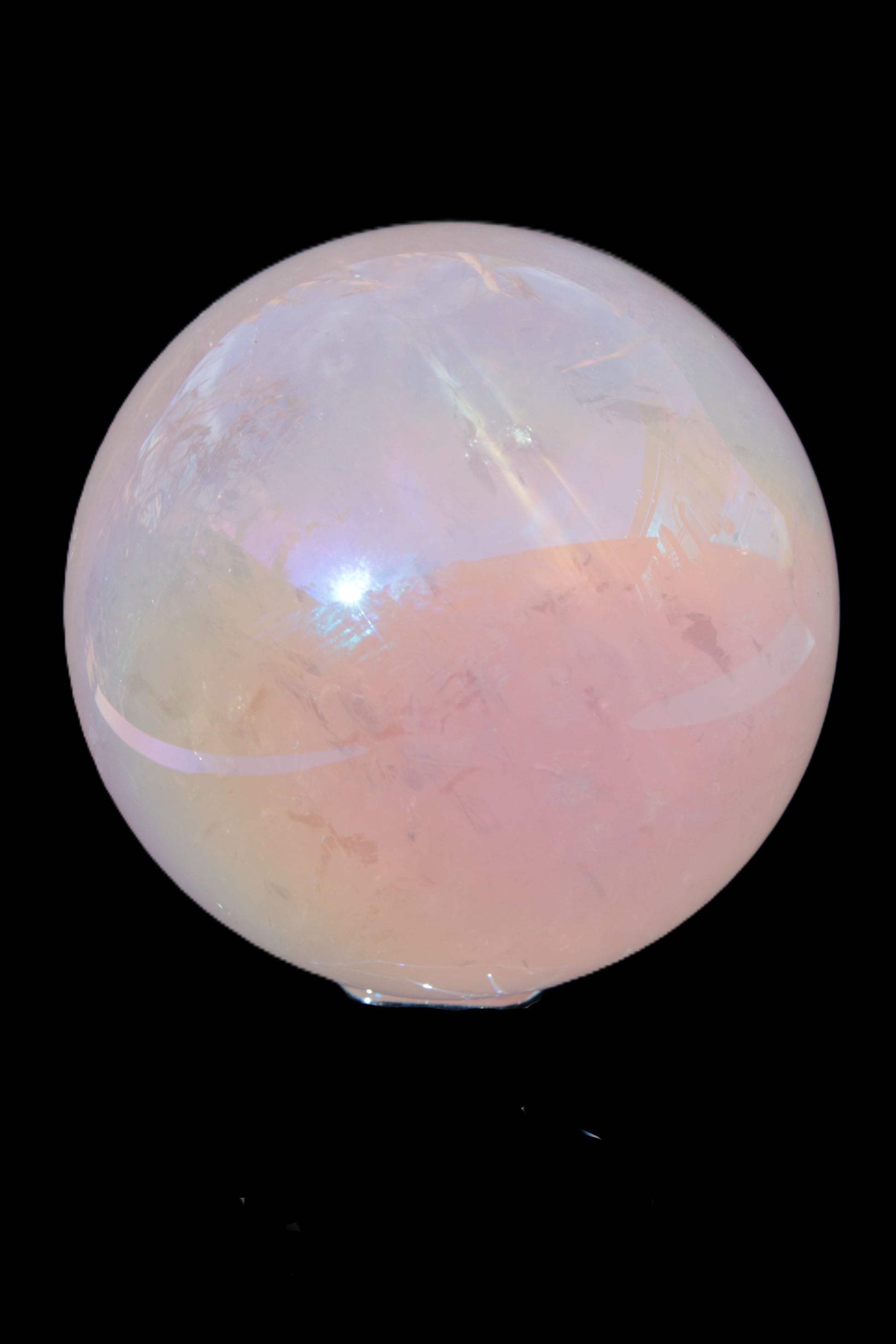 Aura Angel electroplated Rose Quartz sphere 1420g Rocks and Things