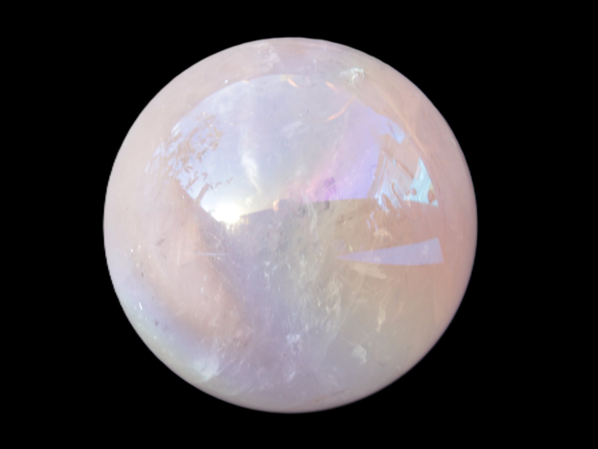 Aura Angel electroplated Rose Quartz sphere 1420g Rocks and Things