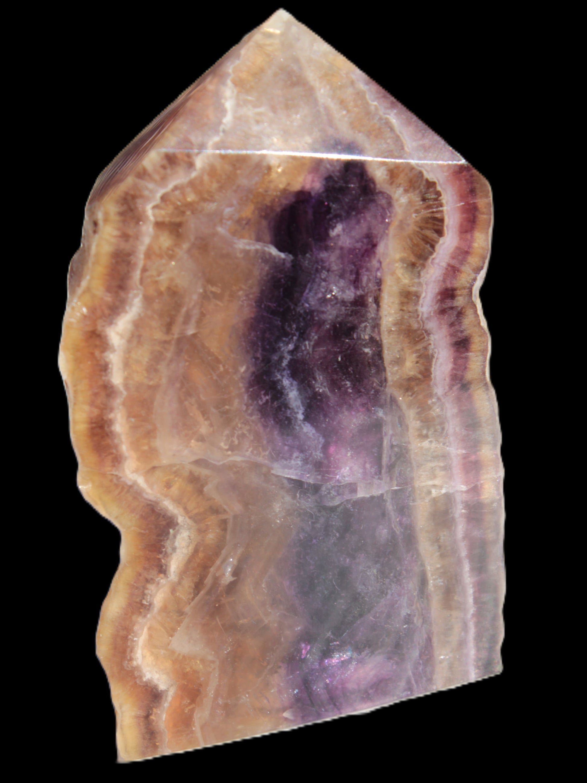 Brandy, Honey & Purple Fluorite obelisk 167g Rocks and Things