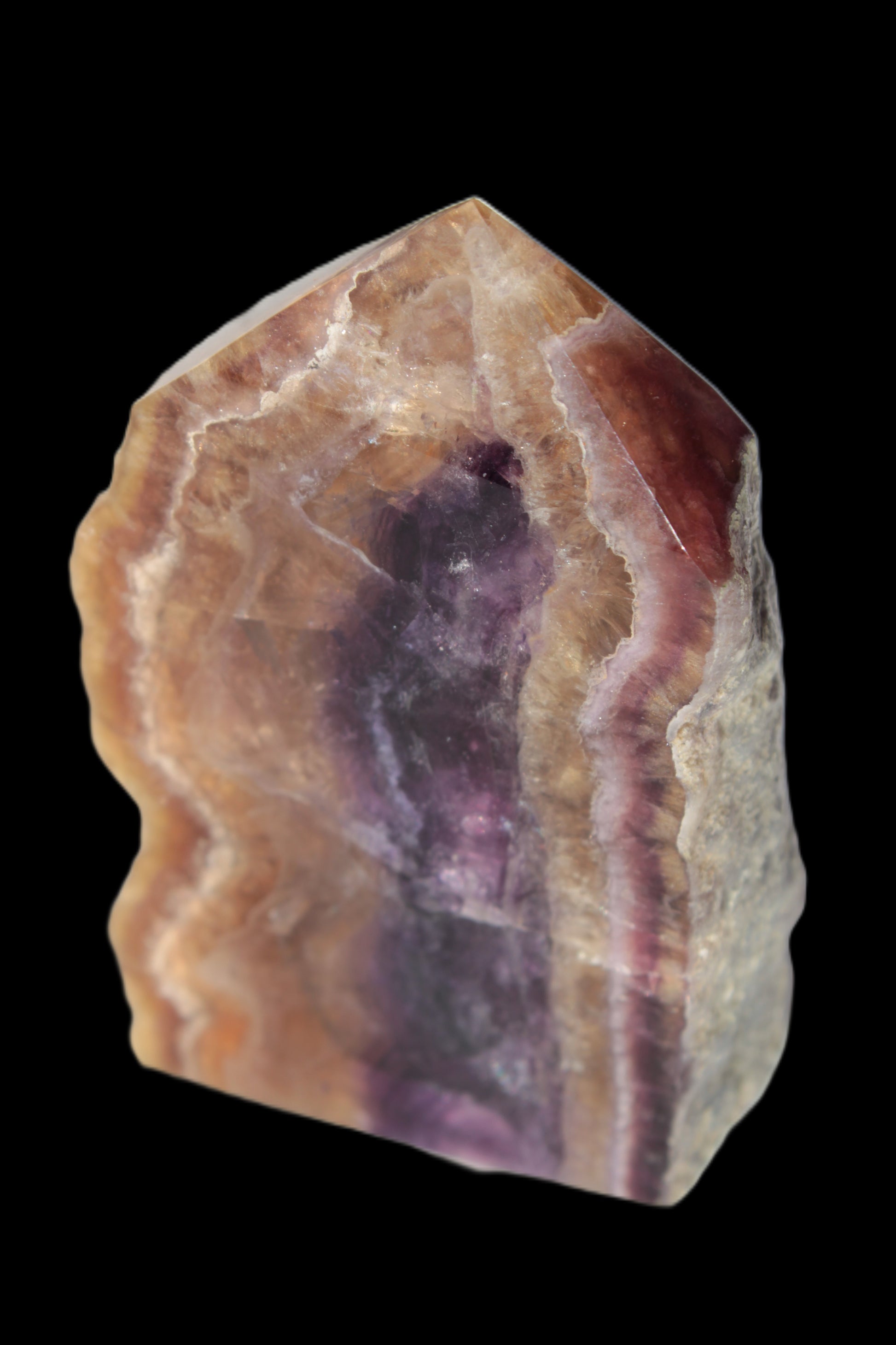 Brandy, Honey & Purple Fluorite obelisk 167g Rocks and Things