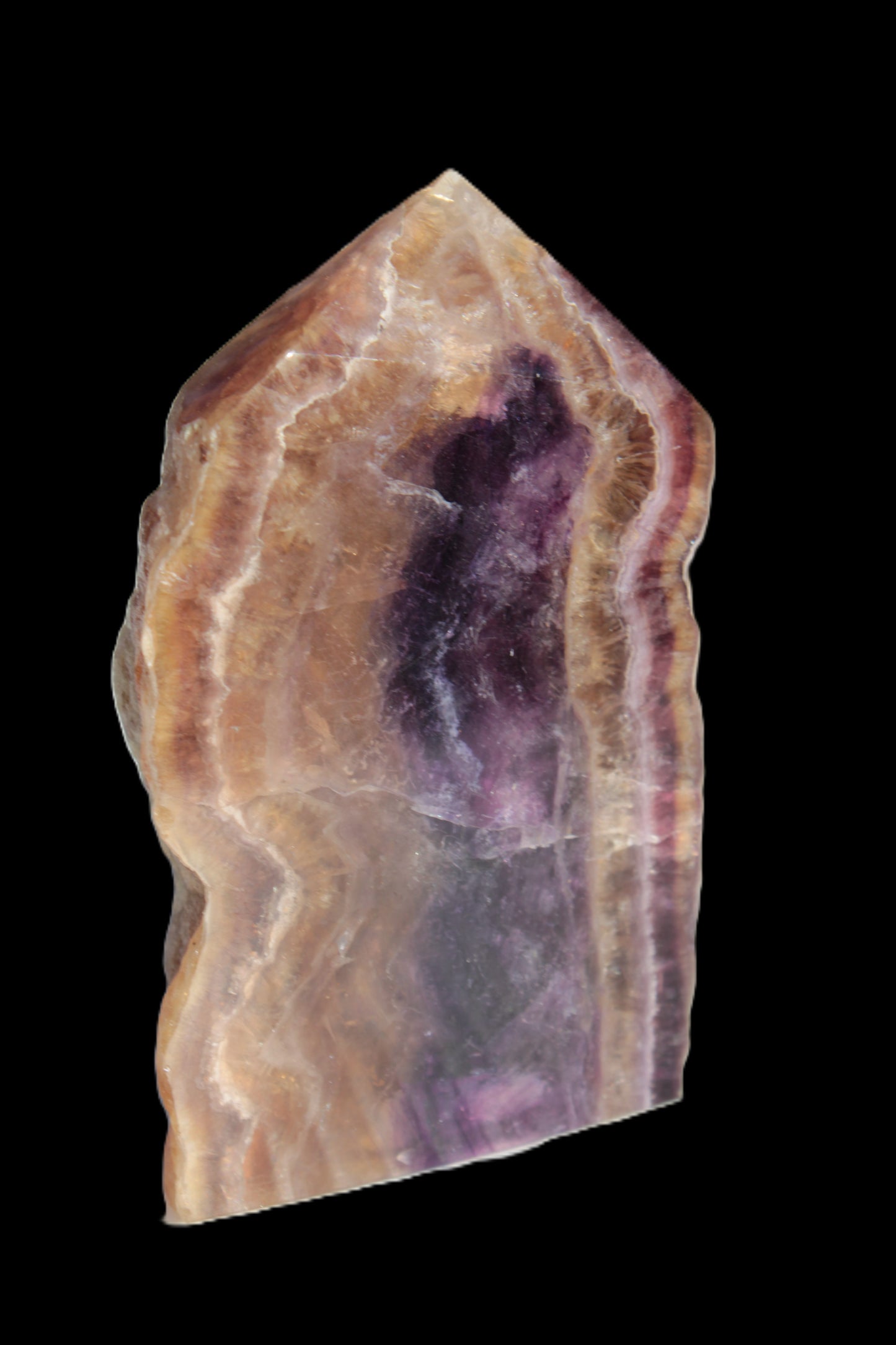 Brandy, Honey & Purple Fluorite obelisk 167g Rocks and Things