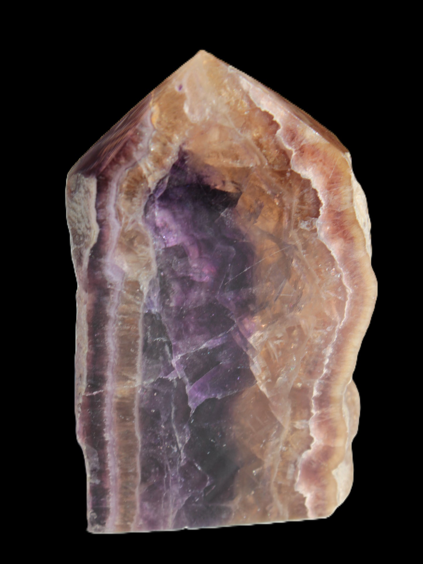 Brandy, Honey & Purple Fluorite obelisk 167g Rocks and Things