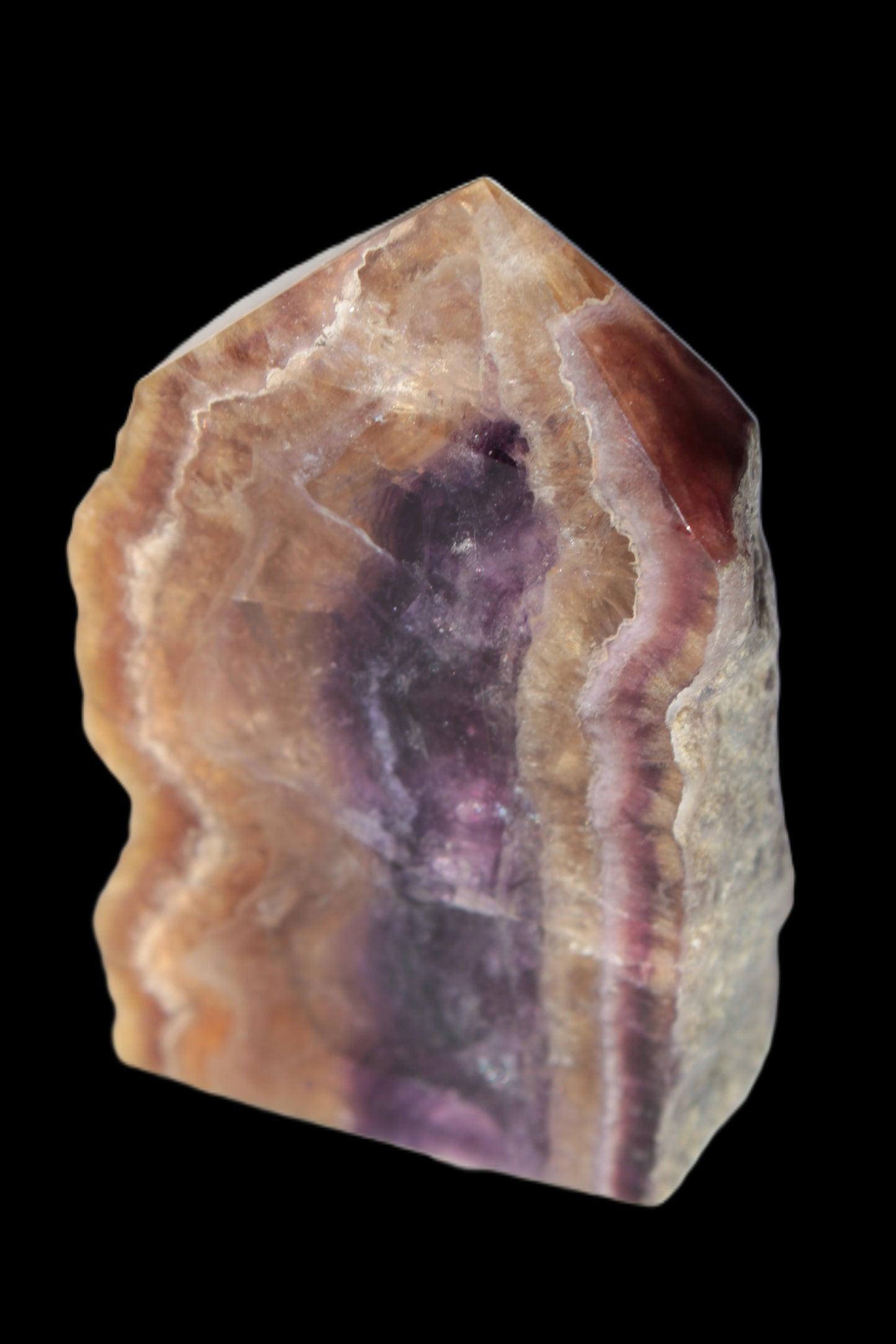 Brandy, Honey & Purple Fluorite obelisk 167g Rocks and Things