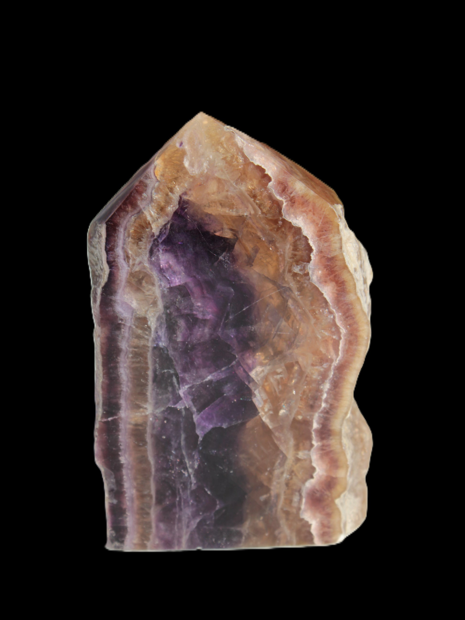 Brandy, Honey & Purple Fluorite obelisk 167g Rocks and Things