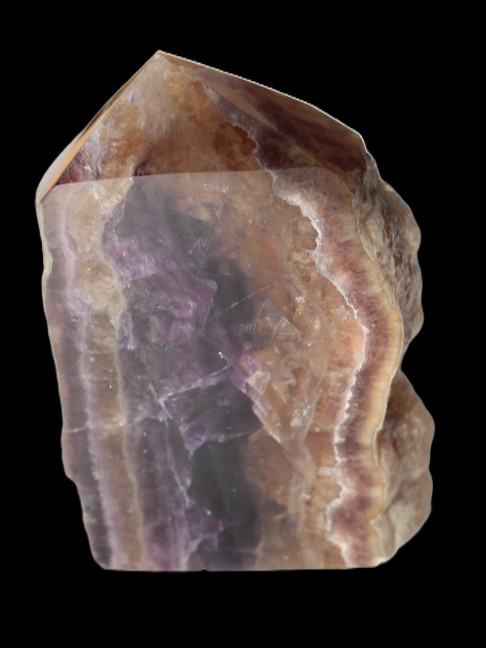 Brandy, Honey & Purple Fluorite obelisk 167g Rocks and Things