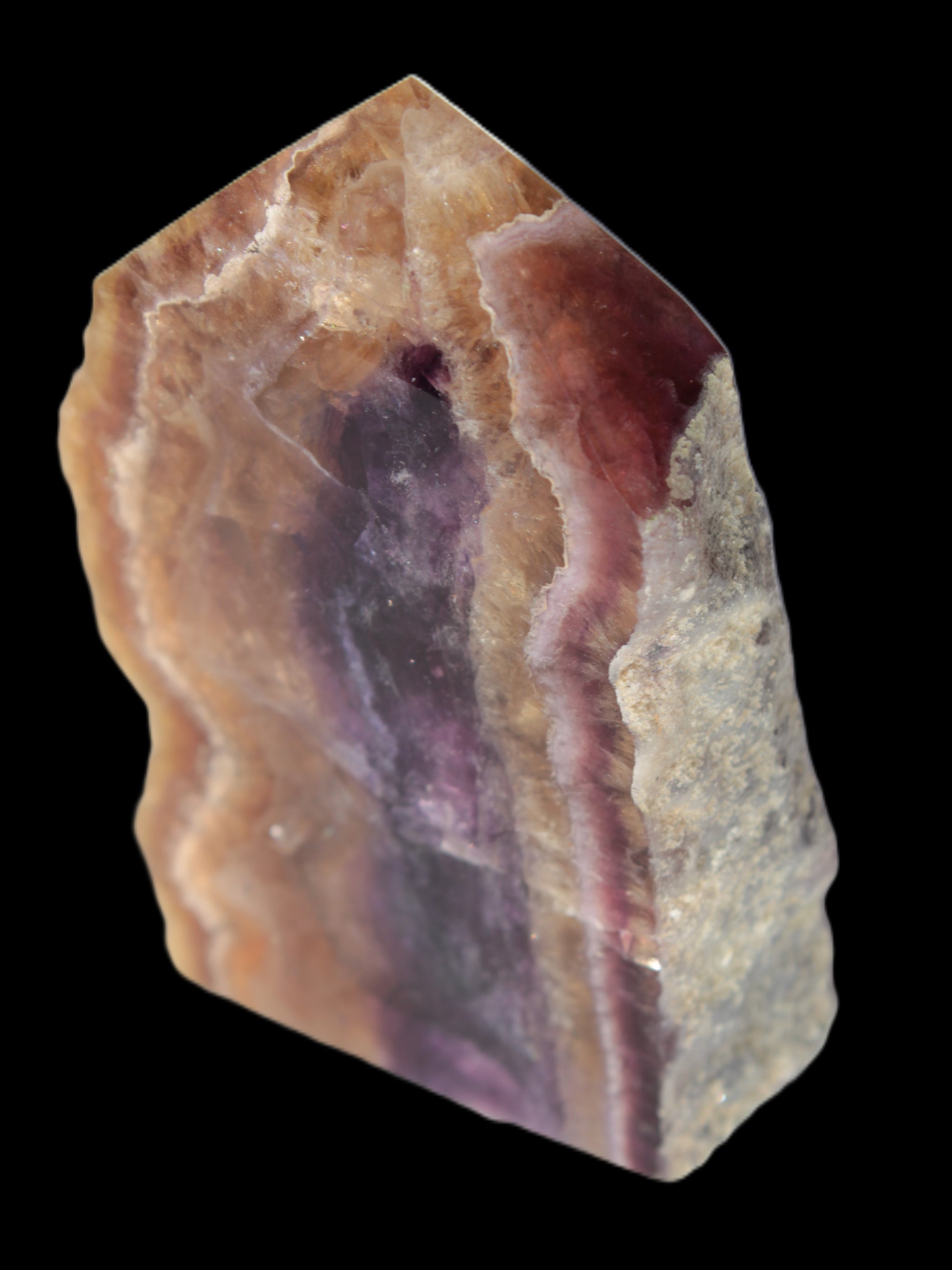 Brandy, Honey & Purple Fluorite obelisk 167g Rocks and Things