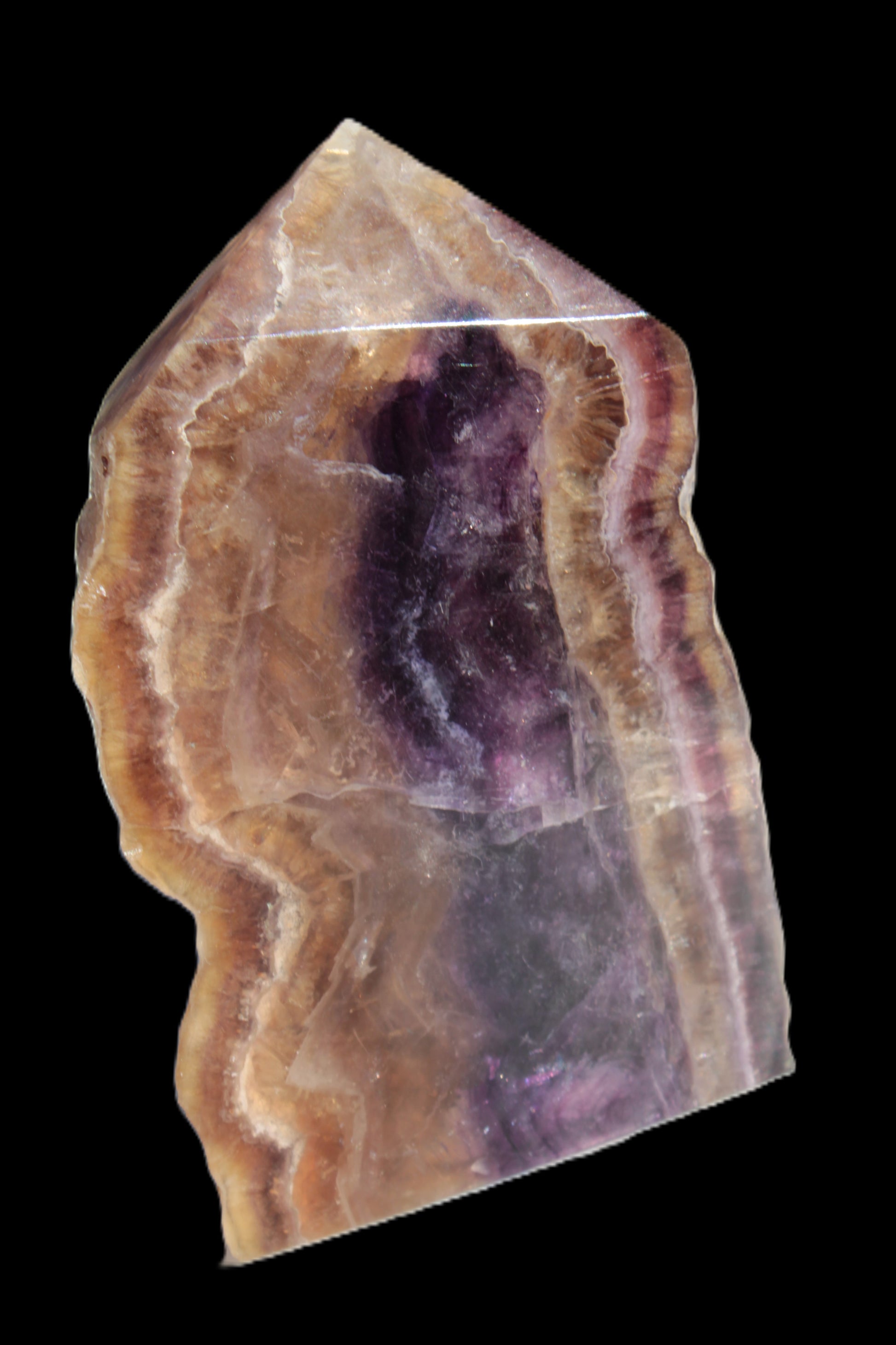 Brandy, Honey & Purple Fluorite obelisk 167g Rocks and Things