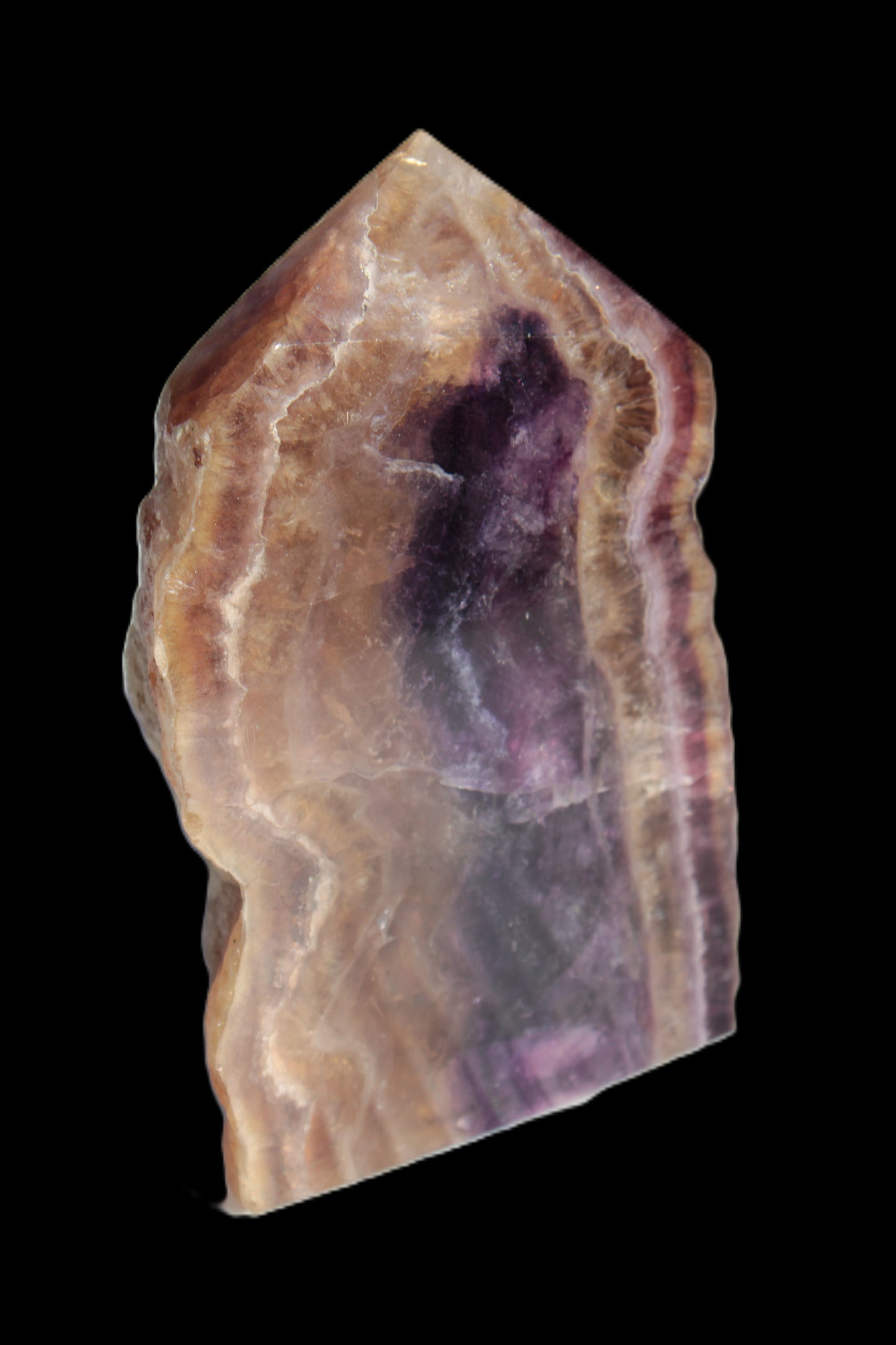 Brandy, Honey & Purple Fluorite obelisk 167g Rocks and Things