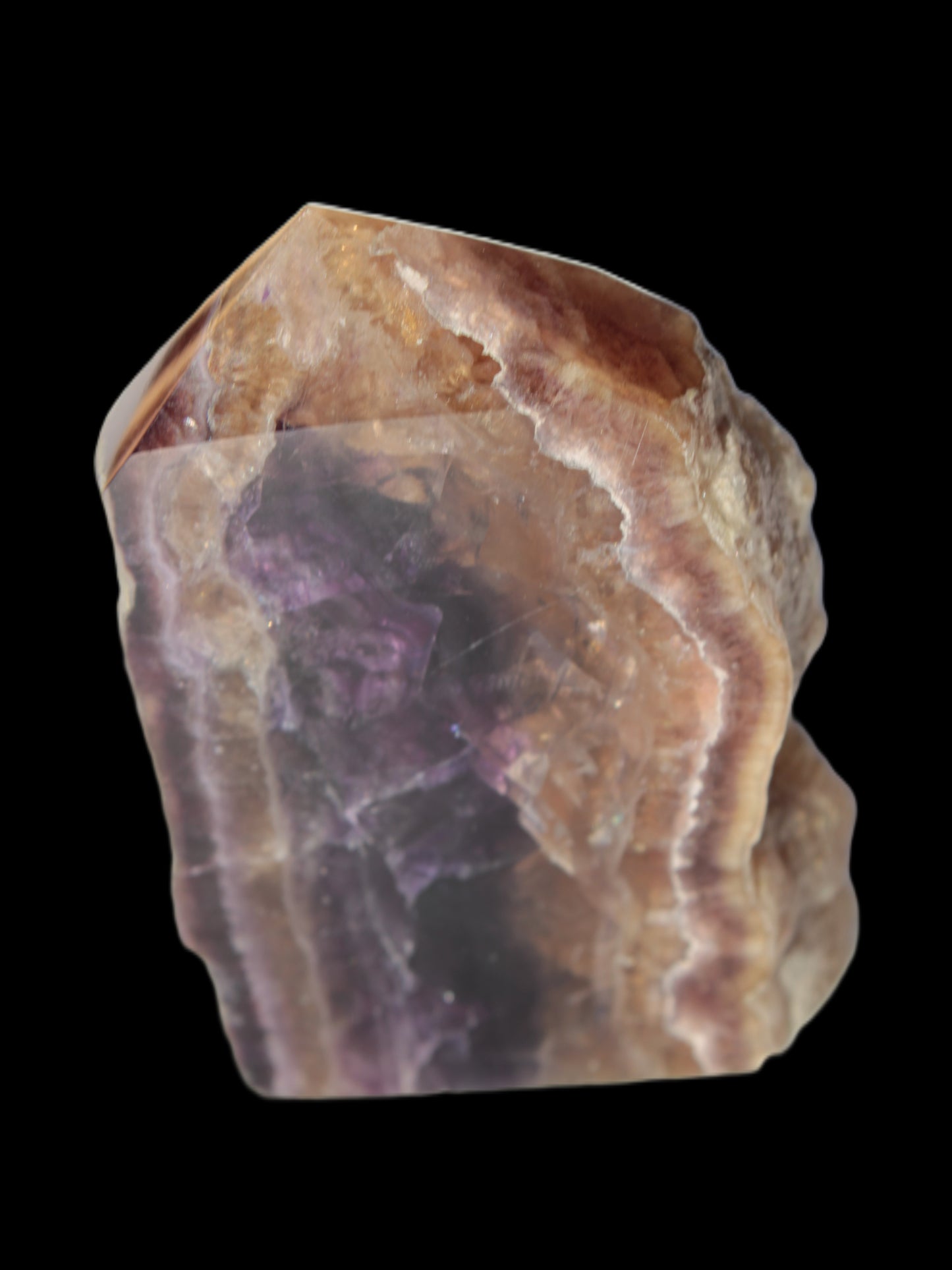 Brandy, Honey & Purple Fluorite obelisk 167g Rocks and Things