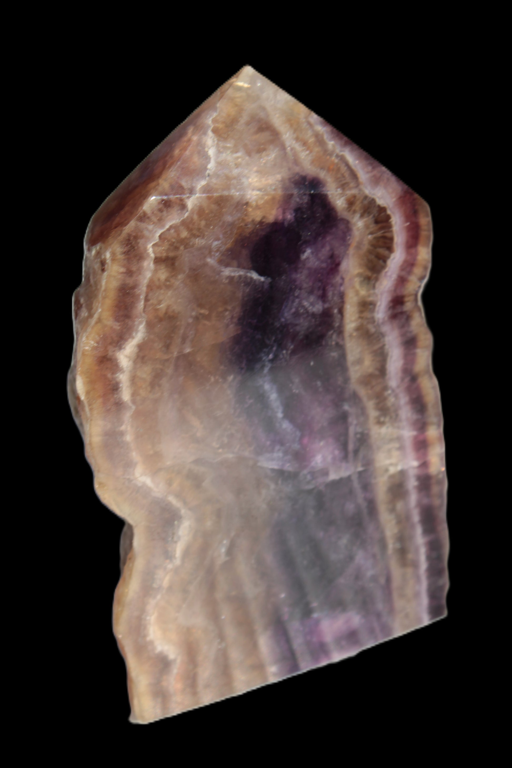 Brandy, Honey & Purple Fluorite obelisk 167g Rocks and Things