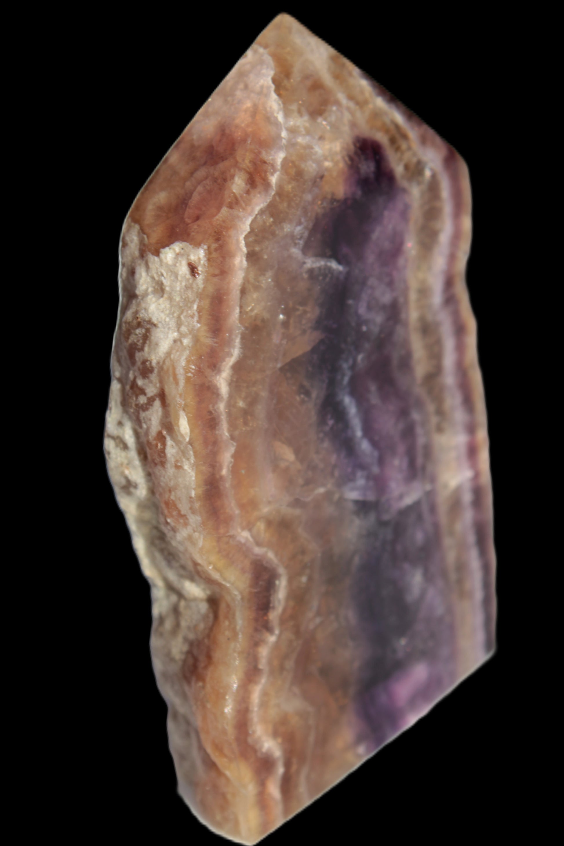 Brandy, Honey & Purple Fluorite obelisk 167g Rocks and Things