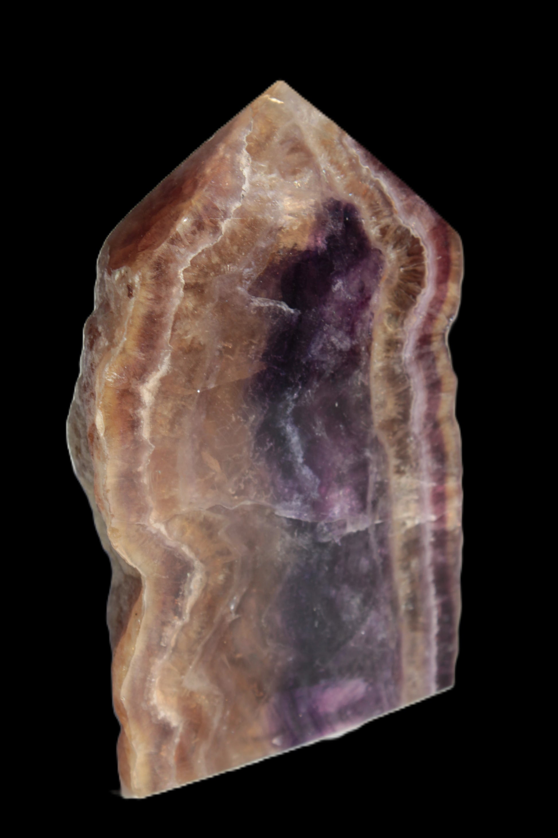 Brandy, Honey & Purple Fluorite obelisk 167g Rocks and Things