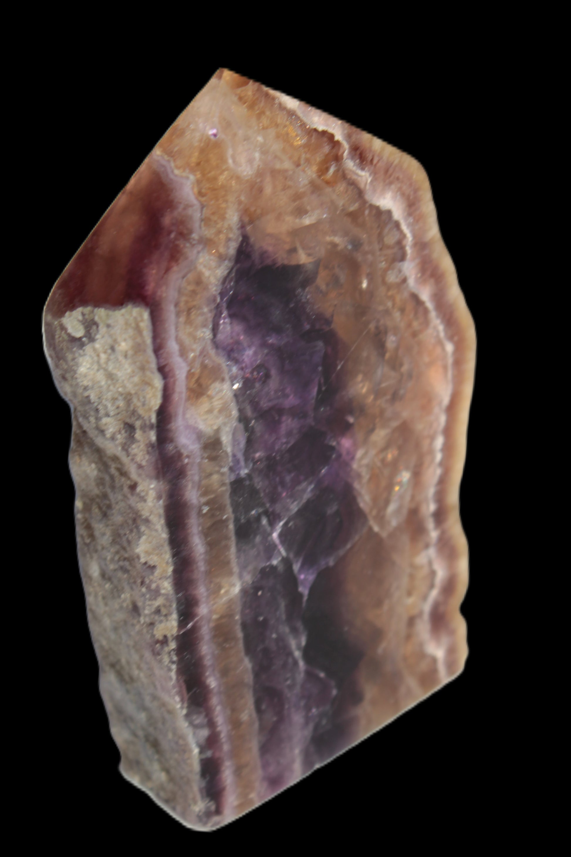 Brandy, Honey & Purple Fluorite obelisk 167g Rocks and Things