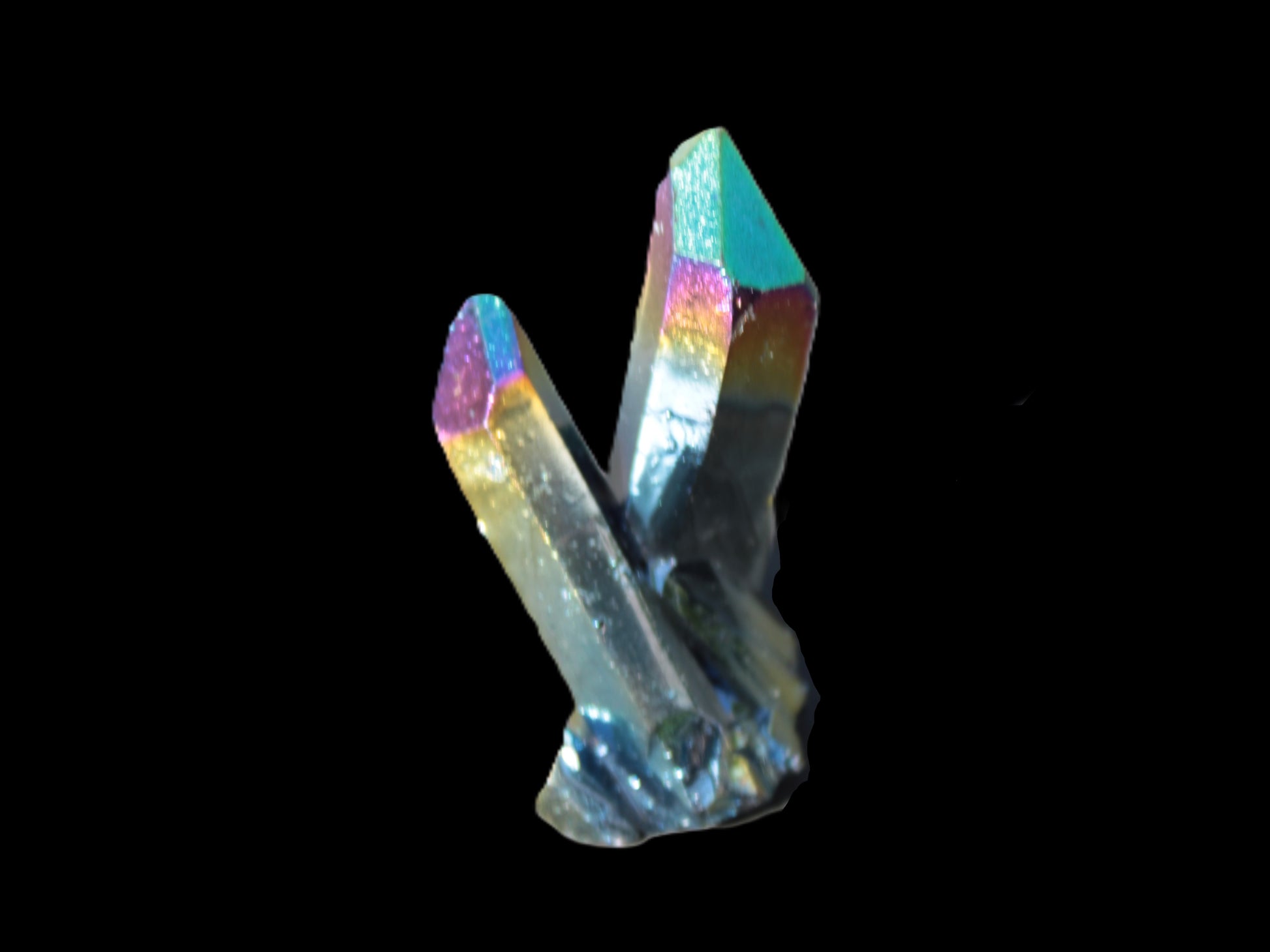 Angel Aura electroplated Quartz cluster 14-28g Rocks and Things